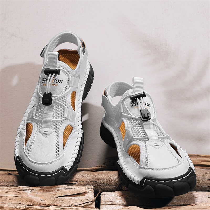 Men'S Shoes With Velcro - صنادل رجالية بسيطة مطبوعة بأحرف مصنوعة